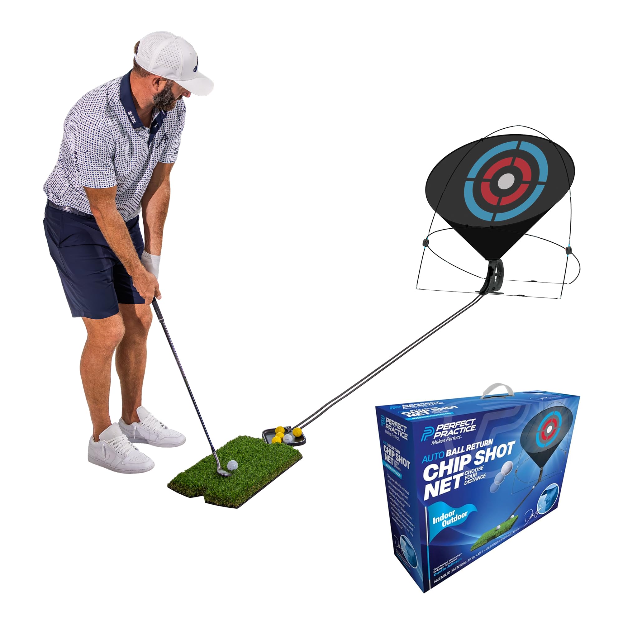 Perfect Practice Golf Putting Mat - Portable Putting Green, Indoor & Outdoor Practice, with Ball Return - Golf Training Aid for Home, Office, Backyard - Golfing Gifts for Men