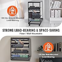 Vista 3 de VEVOR Bastidor de servidor de marco abierto de 20U, profundidad ajustable de 23 a 40 pulgadas, bastidor de servidor de red independiente