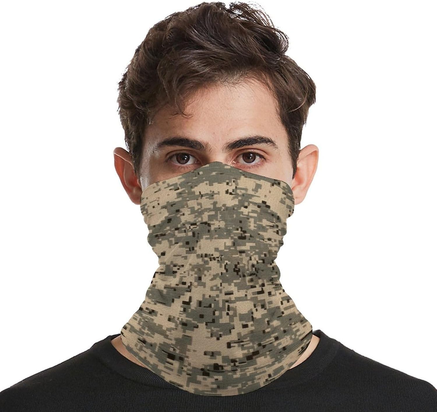 Army Digital Camouflage Neck Gaiter UV Protection Polyester Face Gaiter Breathable Quick Dry Head Wrap Multifunctional Stretchy Seamless Bandana for Outdoor Cycling Hiking Skiing Running