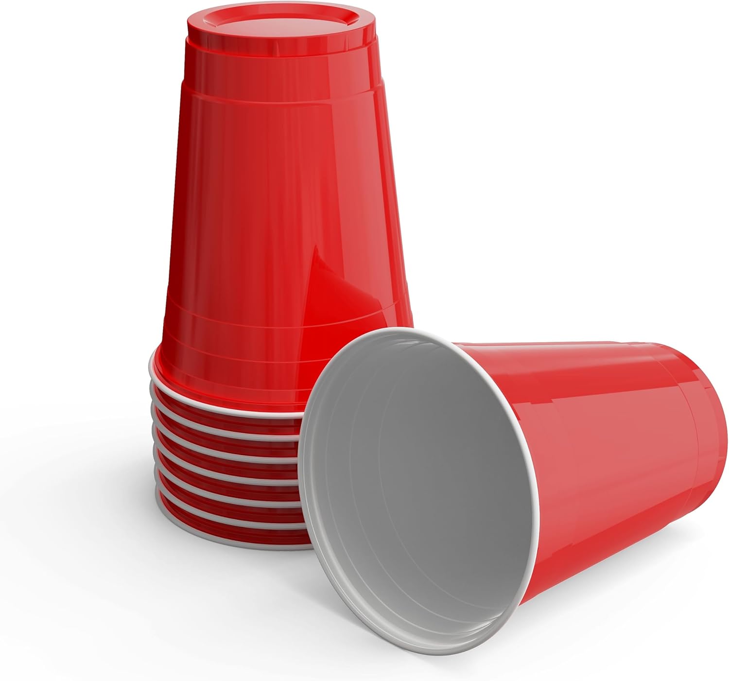 Perk 16 Oz Plastic Cold Cups, 500 Count Bulk Disposable Cups for Cold Drinks, Parties & Events, Red