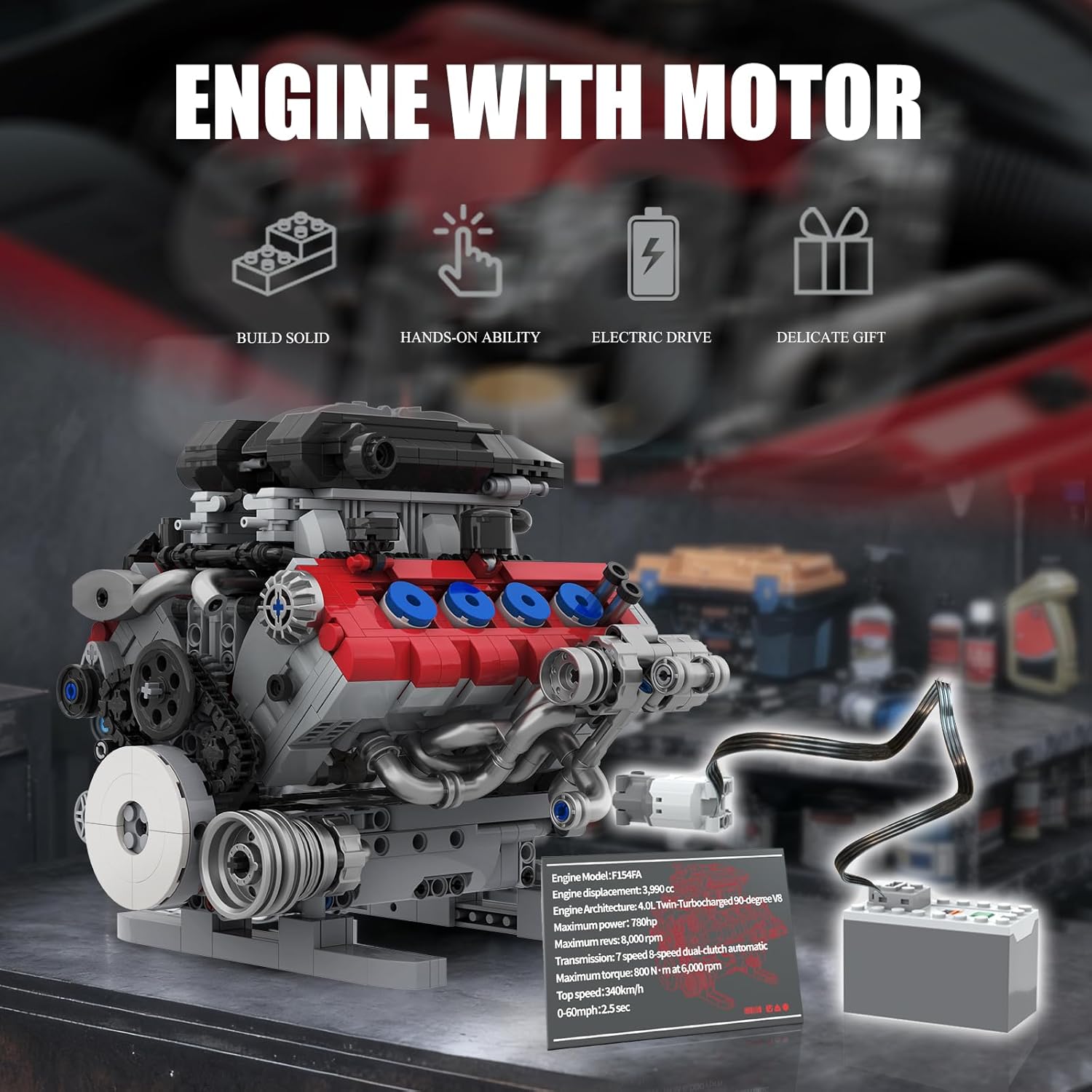 Mavo brix V8 Engine Model with motor and power supply