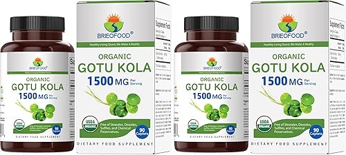 Miniatura 7 de Brieofood Organic Gotu Kola 1500 mg, 45 porciones, vegetariana, sin gluten, 90 tabletas vegetarianas