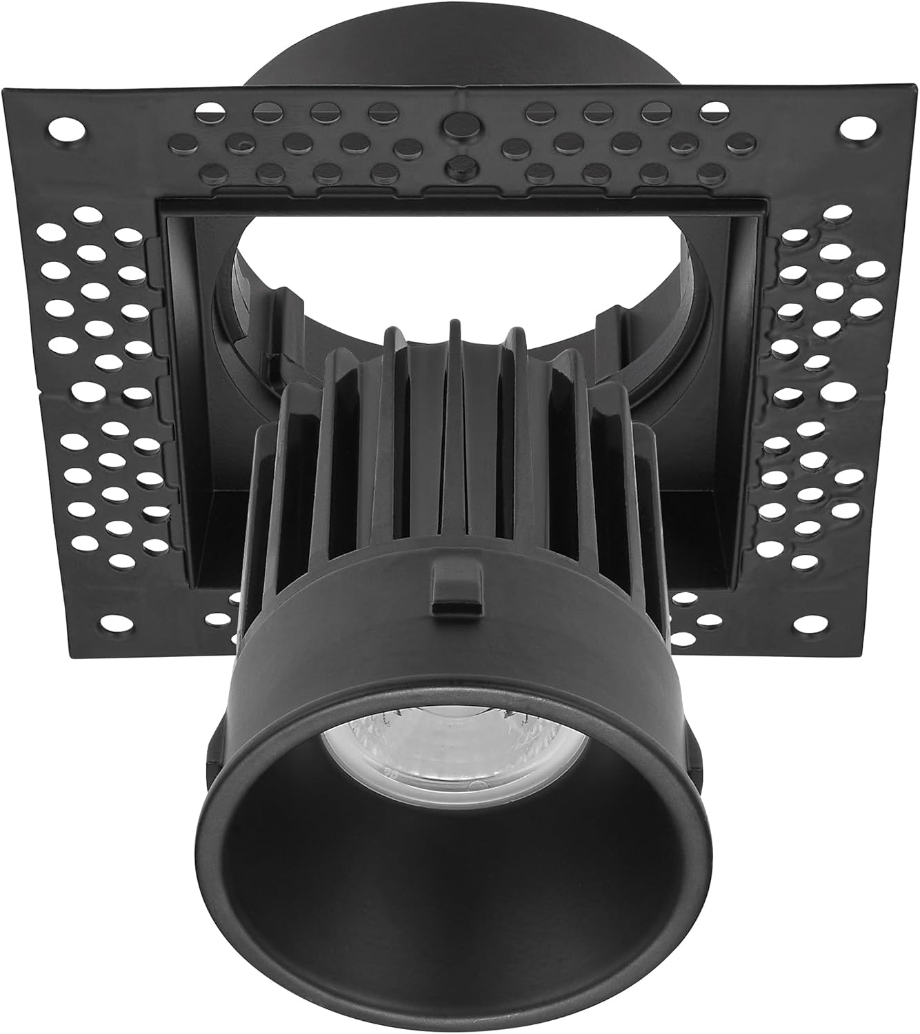 Maxxima 2” Trimless Ultra-Thin Recessed Anti-Glare LED Downlight Canless IC Rated 600 Lumens 5 Color Temperature Selectable 2700K/3000K/3500K/4000K/5000K Dimmable 5 CCT Black Square Slim J-Box Incl