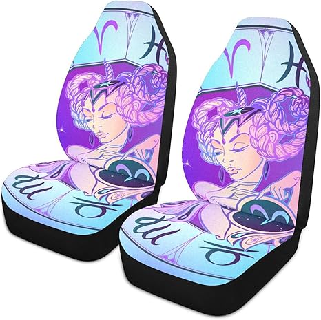 Zodiac-sign-aries Front Car Seat Covers Set of 2, Bucket Seats Protector Decor Fit Most Vehicle, Cars, Sedan, Truck, SUV, Van
