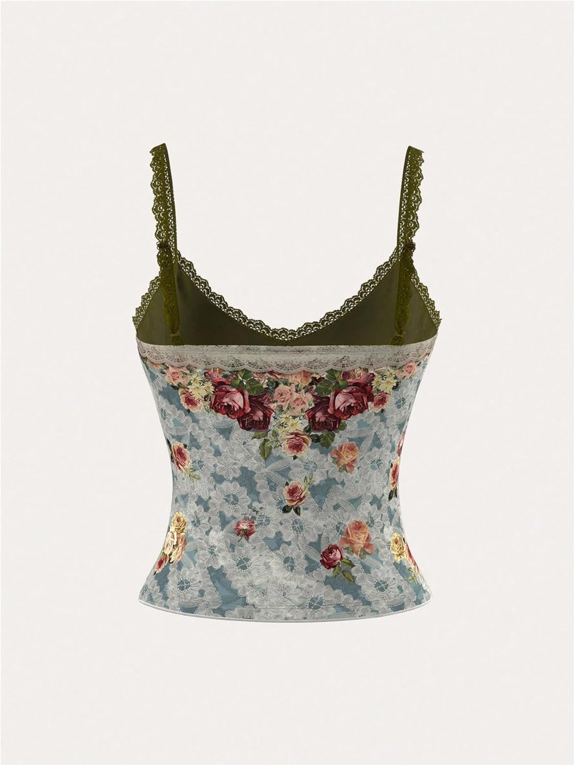 SOLY HUX Women's Y2k Floral Lace Going Out Tops Spaghetti Strap Vacation Boho Summer Cami Top Multicolor Floral Medium - Image 3