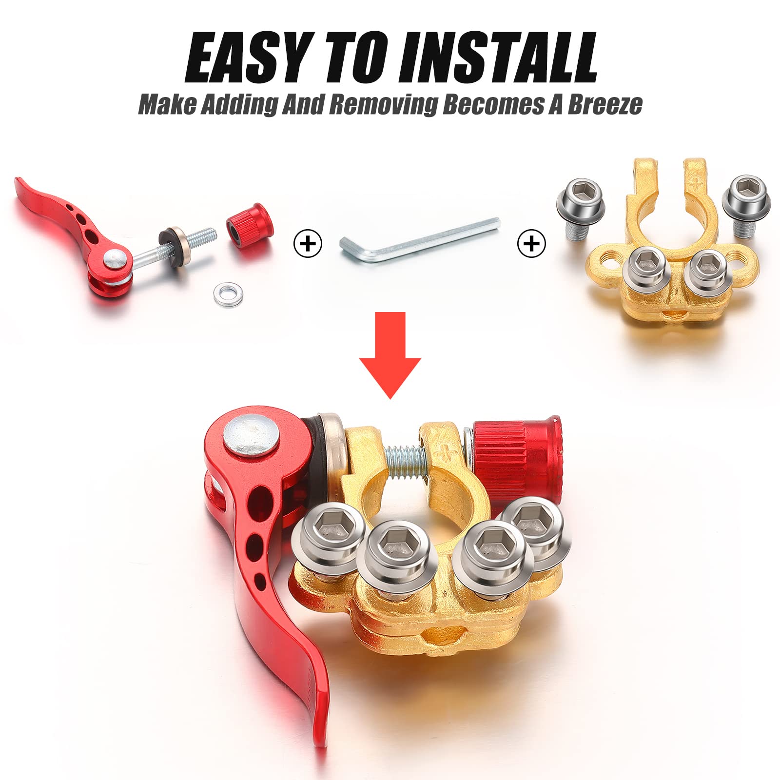 Buy 4 Pieces Battery Terminal Connectors 4 Way Battery Terminal with