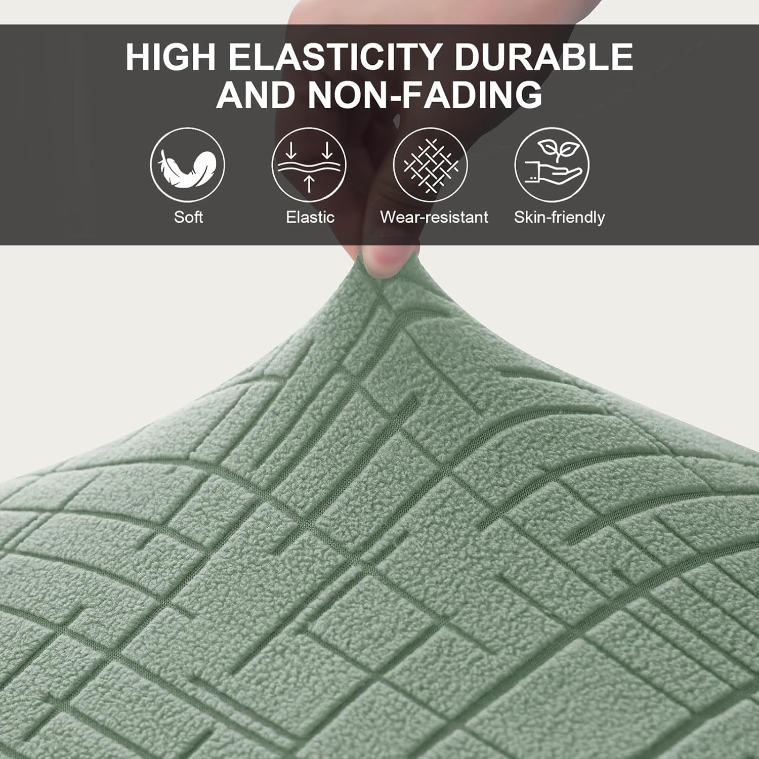 KRFOONN Jacquard Mid Century Modern Dining Chair Covers Stretch Shell Chair Covers Lounge Armless Chairs Cover Soft Dining Room Chair Slipcover for Kitchen Living Room Side Chairs (Set of 4, Green)