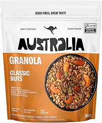 Hart's Natural Granola Australia Classic Nuts | Granola Sem Glúten, Sem Lactose, Vegano | 100% Natural | Alto em Fibras | Snack Saudável | 300g