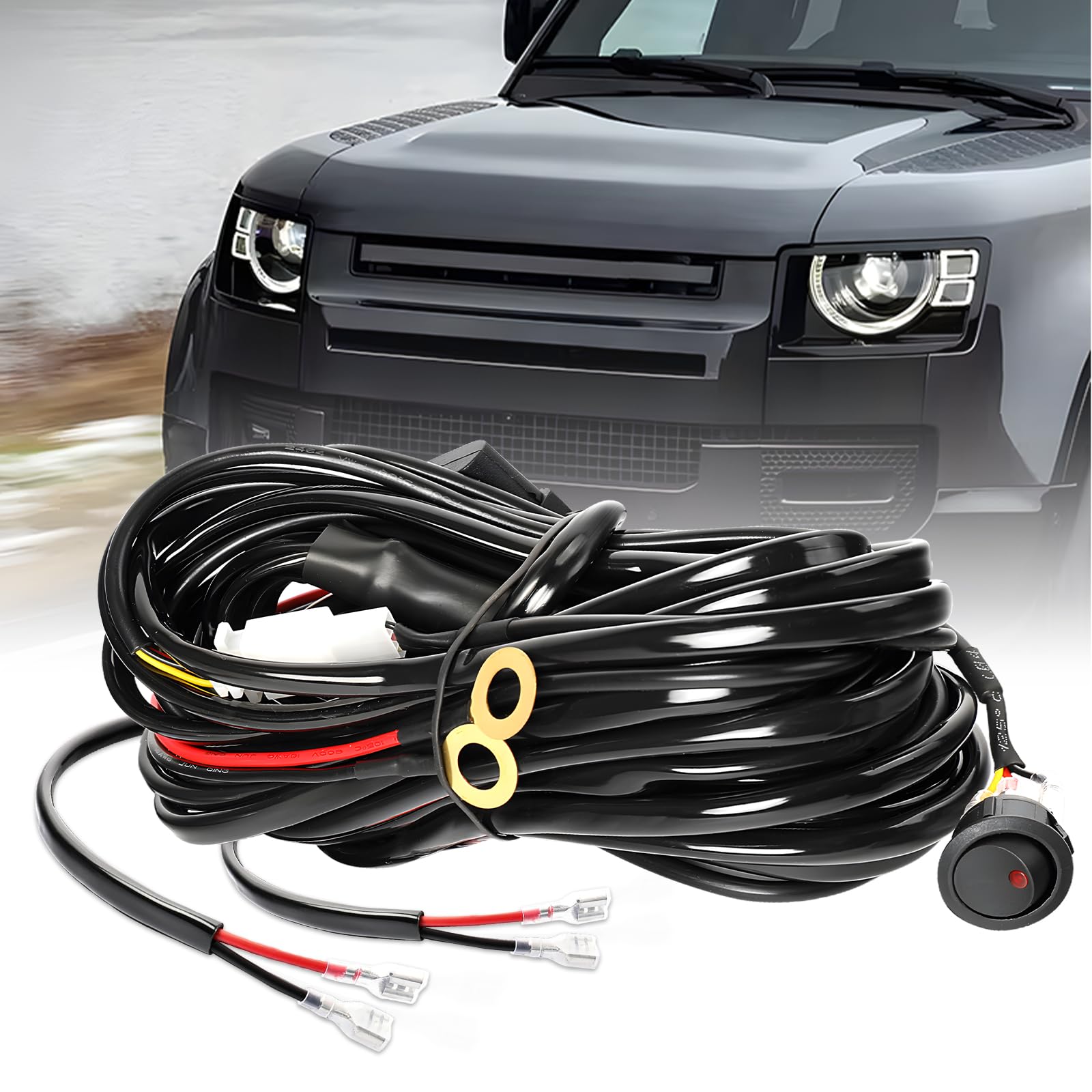 Arnés de cableado de 2 cables CO LIGHT para barra LED de ATV con interruptor de 12V resistente 8
