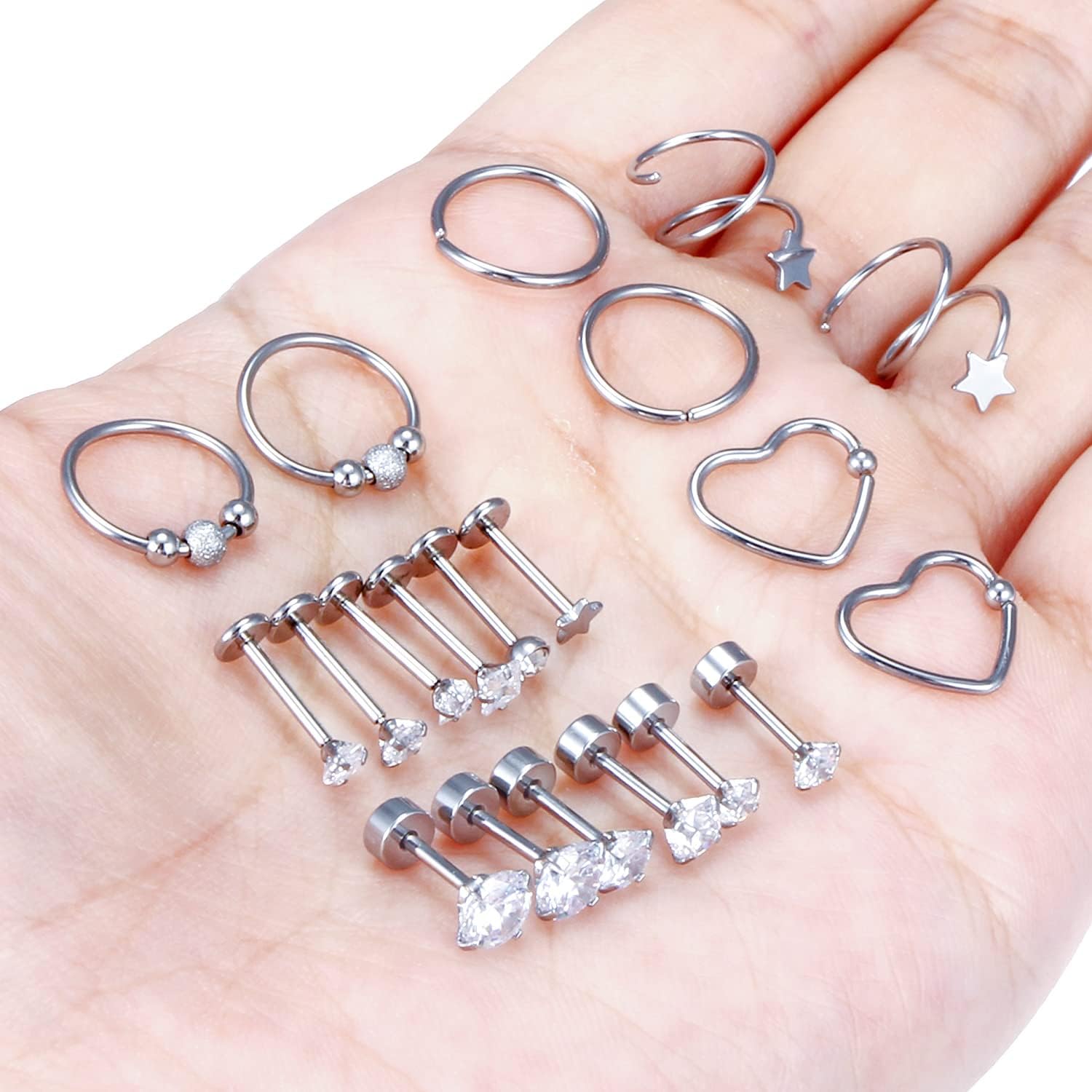 Ftovosyo 18g Cartilage Earring Surgical Steel Earrings for Women Forward Helix Earring Hoop Conch Studs Tragus Earrings Daith Piercing Jewelry for Men - Image 7