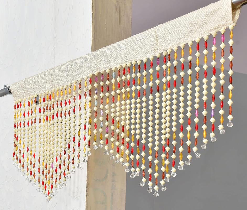 Voblin Polyvinyl Chloride Fancy Sparkling Decorative Beads String Half Door Rod Pocket Curtain/Toran for Mandir/Room Divider/Entrance||4x2 Feet,Multi-1 Piece-image-35