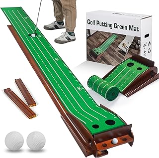 Uniclife Putting Green Indoor Golf Putting Mat with Auto Ball Return, Indoor/Outdoor Golf Mat Golf Practice Mat Training Aid for Home Office Backyard