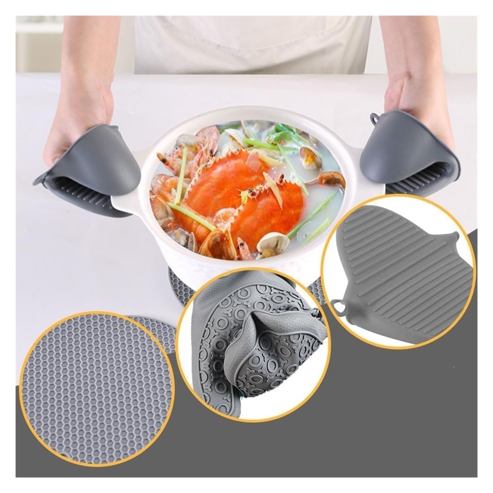Genérico Set de 7 Guantes de Horno de Silicona, Guantes de 13.5 Pulgadas