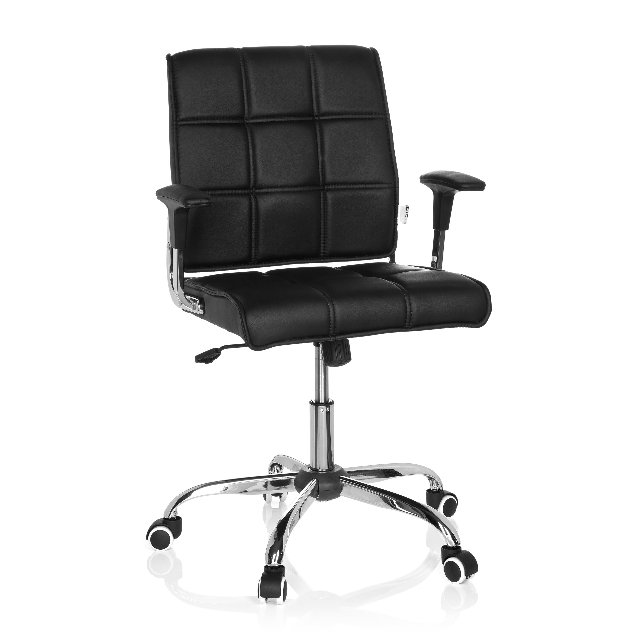 hjh OFFICE 719000 Silla de Oficina Ernesto Piel sintética Negro, Silla de Escritorio con reposabrazos, Silla giratoria para computadora