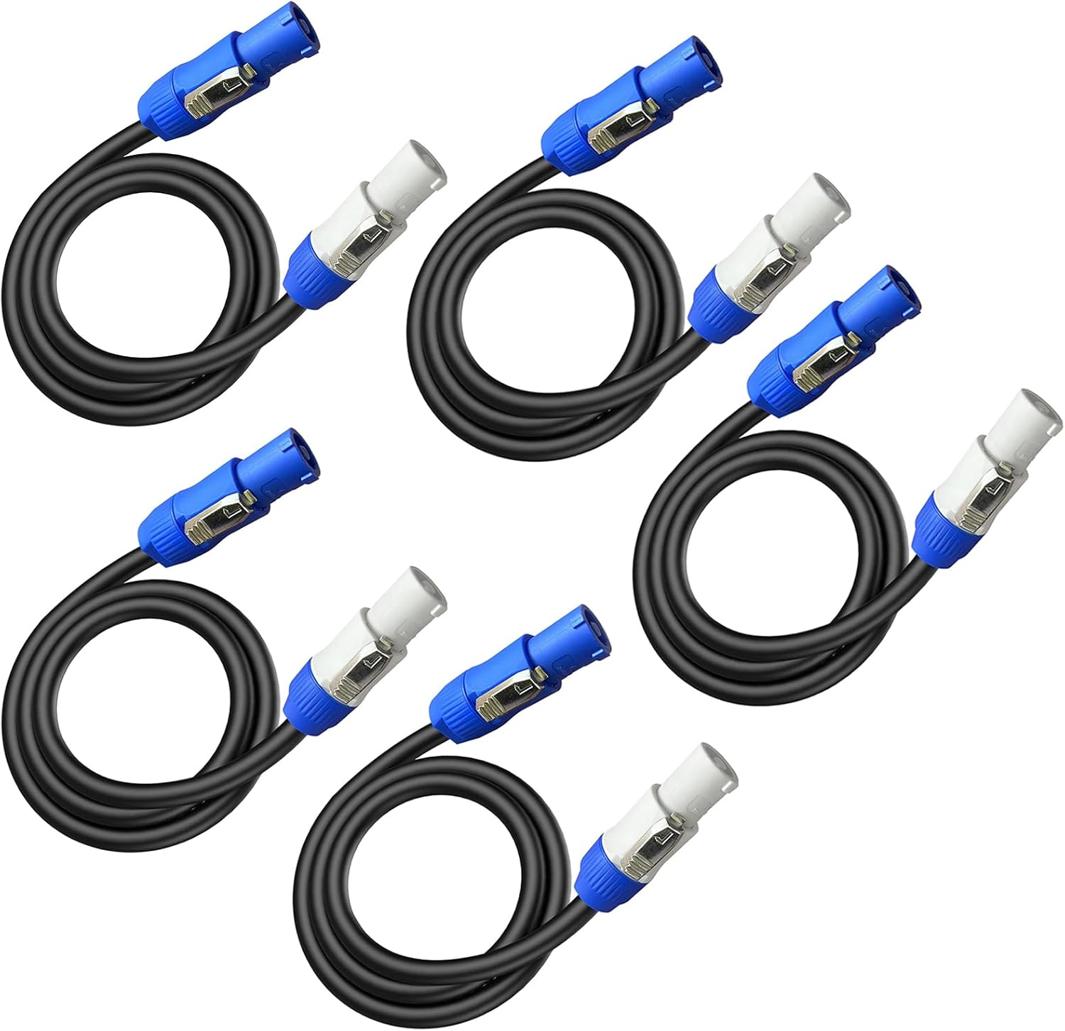 5Pack PowerCon Power Cable AC PowerCon Input to Output 12AWG 3 Pin Power Extension Cable for LED Screen Beam Moving Head Light, Stage Light Power,Audio Video Equipment and More-3FT