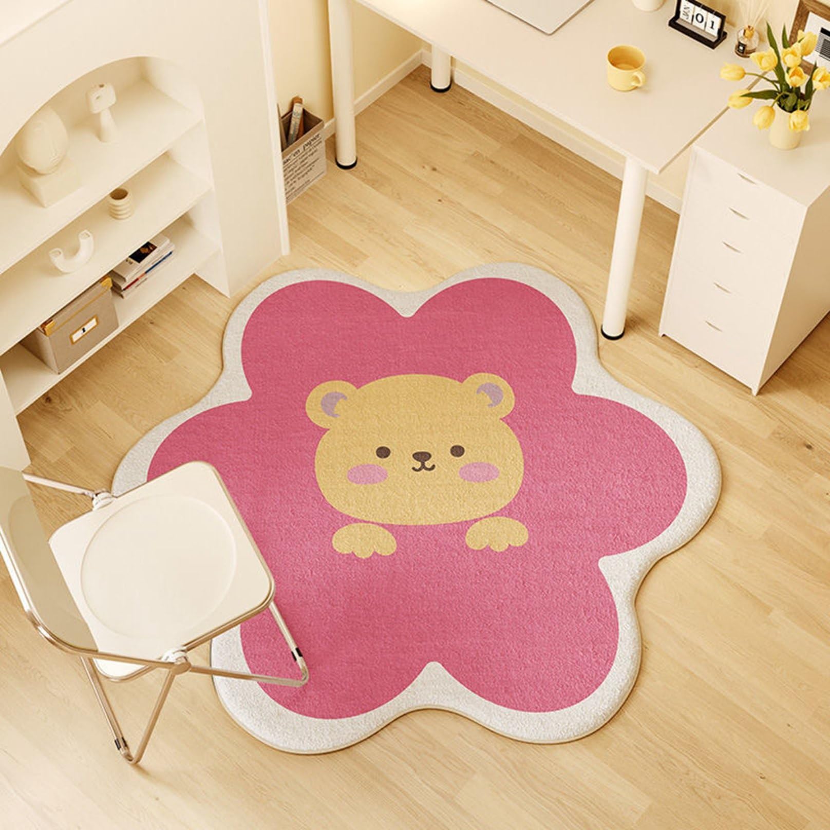 Amazon｜円形グラ ラグマット カーペット 200 かわいい ハート型 花型