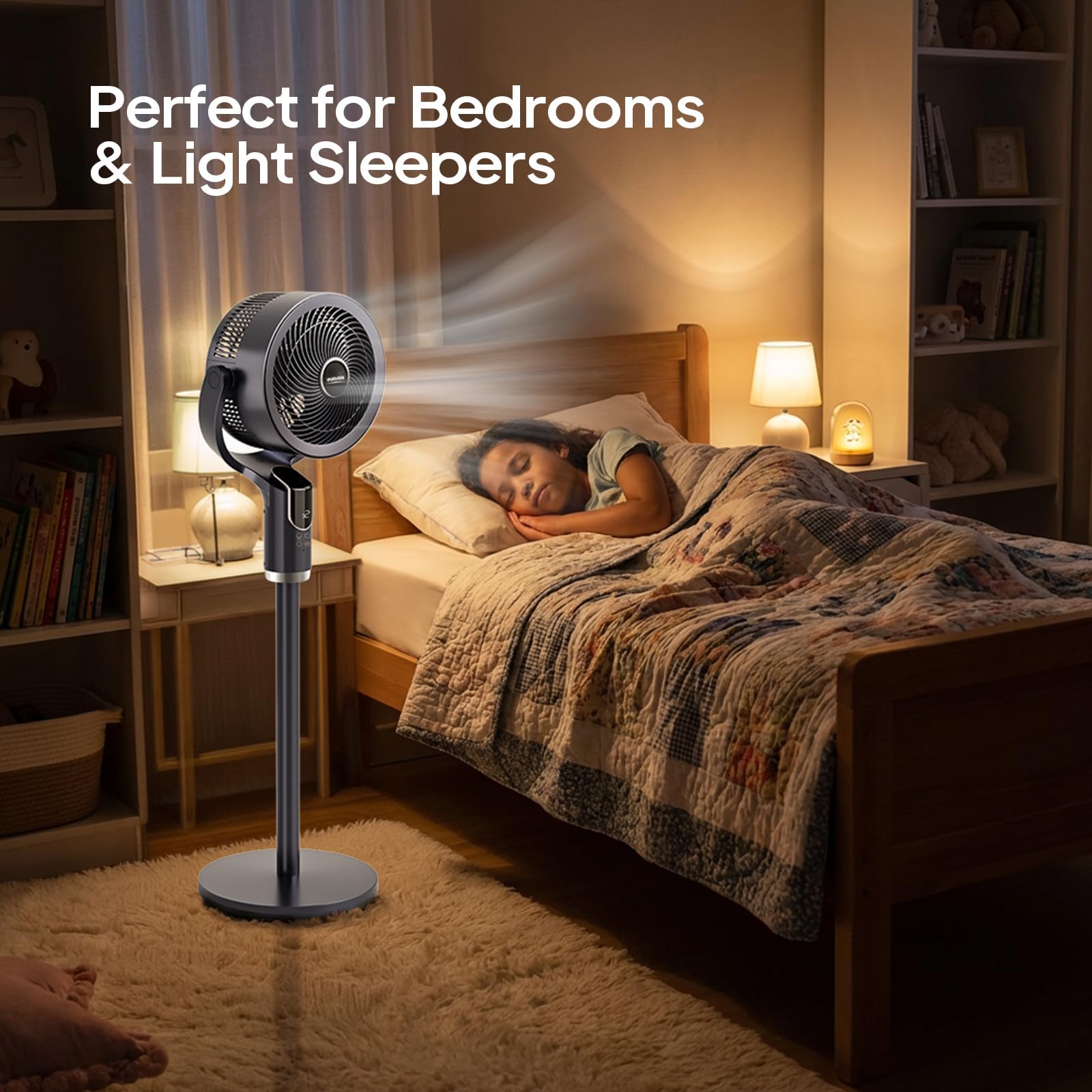ROVSUN Ventilateur sur Pied Silencieux 3 en 1, Circulateur d’Air Puissant, 8 Vitesses, 3 Modes, Minuterie 9H, Télécommande + Écran Tactile, Oscillation 90° H / 90° V, Hauteur réglable 61-109 cm, Noir