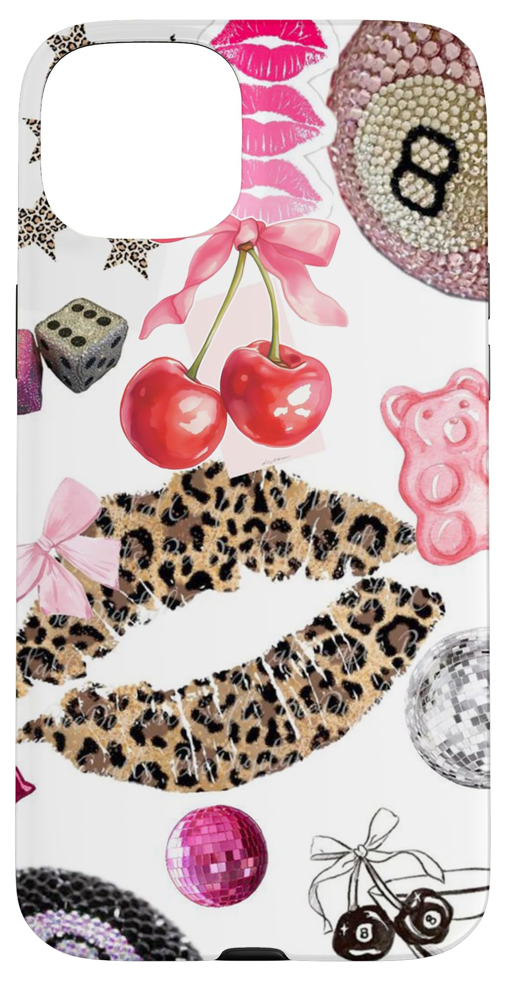 Ball 8 & Cheetah Kiss Lipstick Lucky Disco Case for iPhone 15 Plus