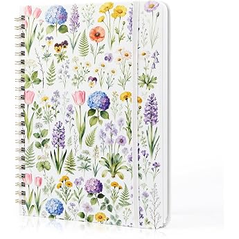 Notebook A5 Ruled Spiral Notebook Floral Hardcover Notebooks