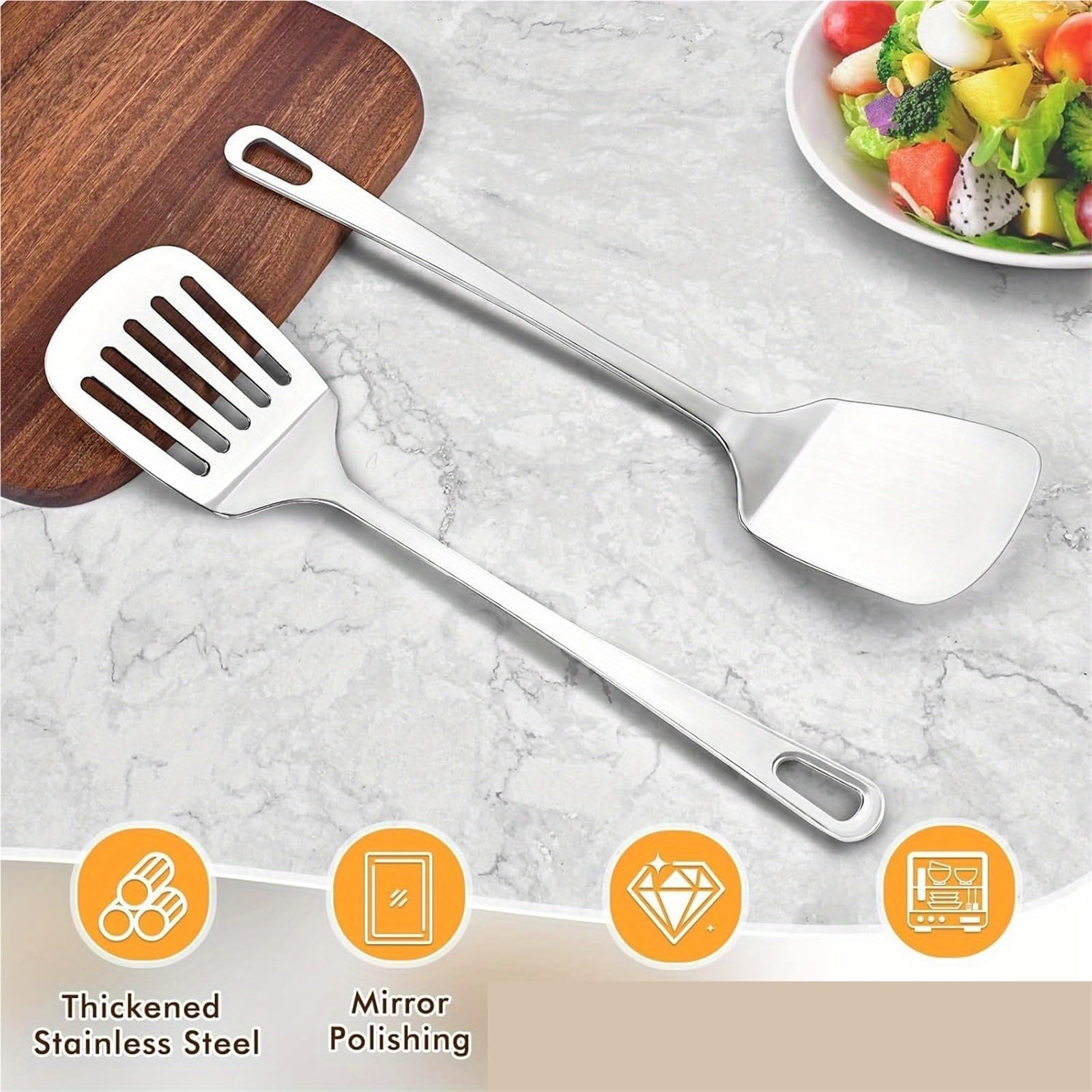 2 juegos (4 piezas (juego de espátula acero inoxidable) Para Utensilios De Cocina Y Barbacoa