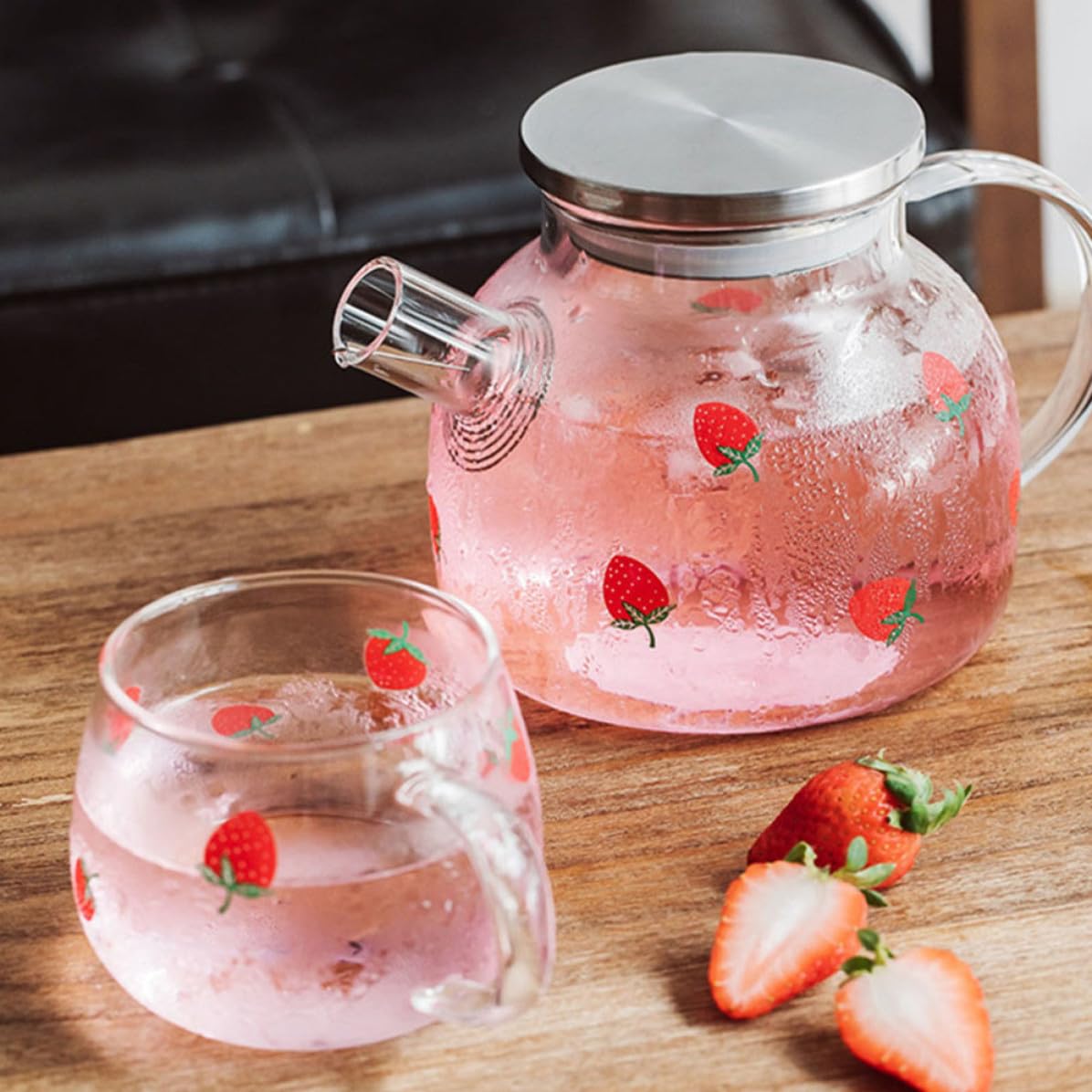 Jarras de Vidrio de Borosilicato Alto Capacidad de 1.6 L para Fiesta Verano, Vertedor y Diseño Anti-derrames Ideales para Jugo y Té en Restaurante o Grandes Reuniones