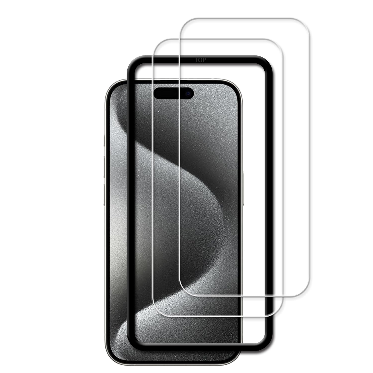KPNS いphone15pro max ガラスフィルム【2枚セット】ガイド枠付き 日本素材製 強化ガラス iPhone 15 Pro Max 用 ガラスフィルム 強化ガラス カバー 保護フィルム