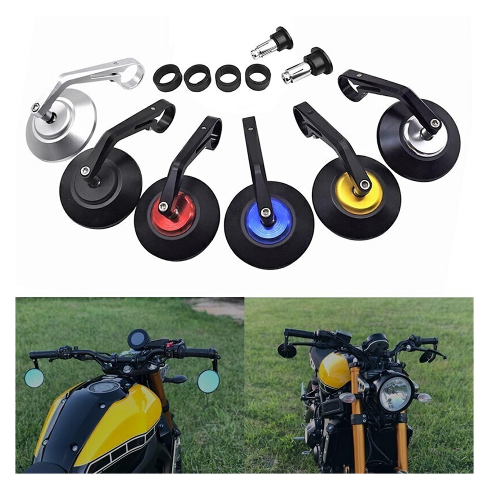 Moto Lusterko końcówkowe kierownicy Motocyklowa k Motocykl 7/8 "okrągłe Lusterka Wsteczne Uchwyt Motocyklowy Bar End Cafe Universal