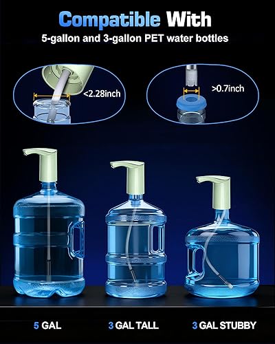 Miniatura 7 de Dispensador eléctrico de botella de agua para jarra de 3 a 5 galones, dispensador automático de jarra de agua USB-C, bomba de agua sumergible