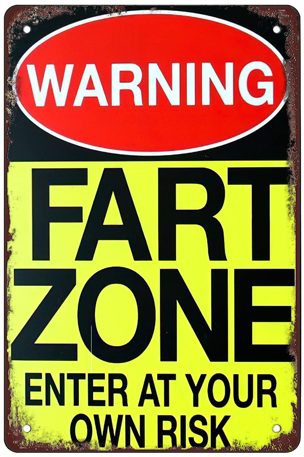 Retro Funny Metal Sign Sheet Signs Tin Sign, FART ZONE Warning, outdoor Home Wall Decoration 8 X 12 Inch