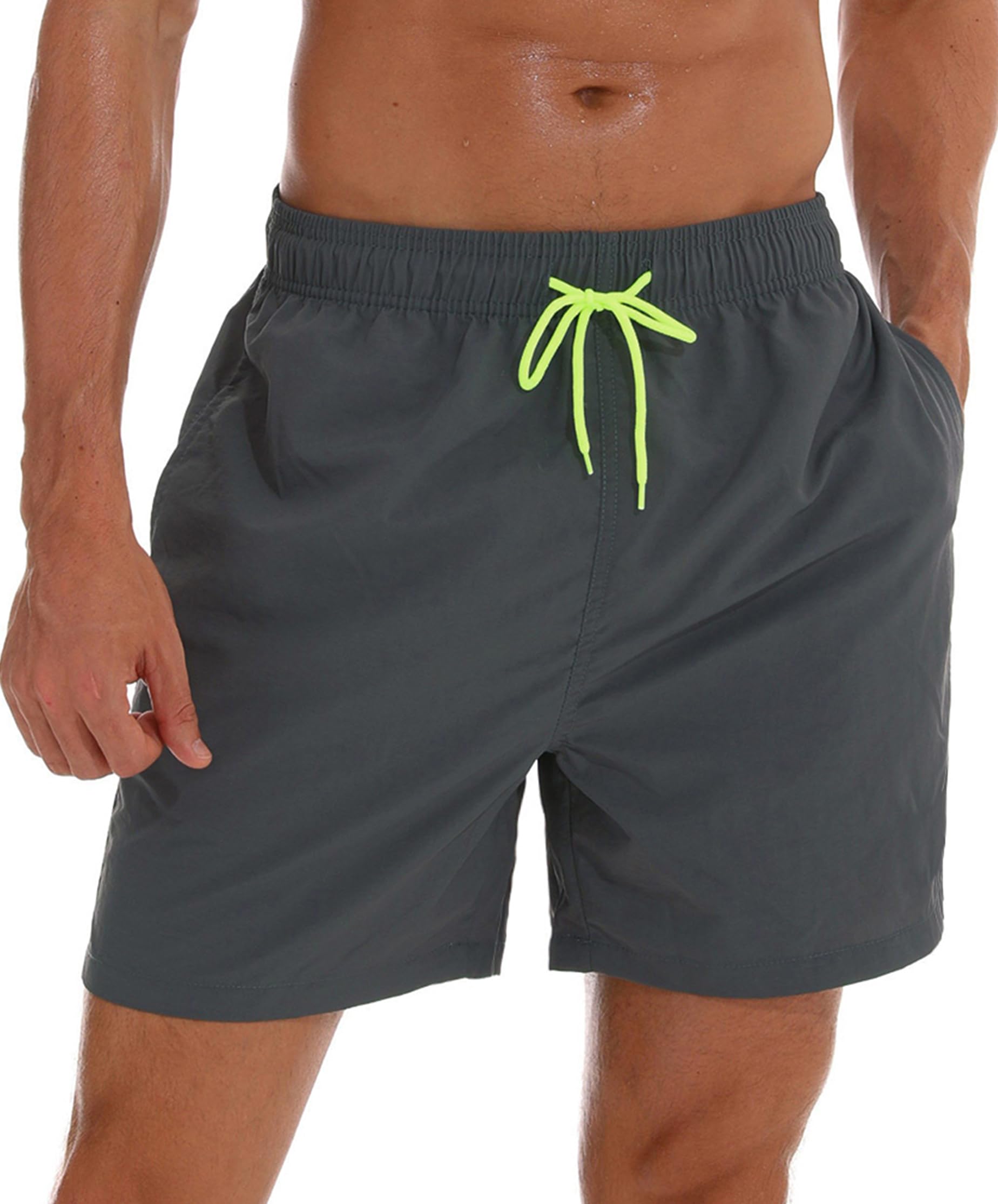 Kfnire Badehose Herren Badeshorts Schnelltrocknend Freizeit Strandshorts Badehosen Herren mit Taschen Board Shorts Badehosen Männer | Kontrastierender Kordelzug | Badeshorts für Heren Kurz