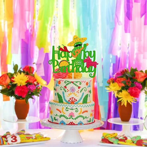 Miniatura 6 de Decoración de pastel de cactus mexicano, burro, maraca, sombrero, guitarra, taco, pimienta, decoración de pastel de feliz cumpleaños, hecha a mano,
