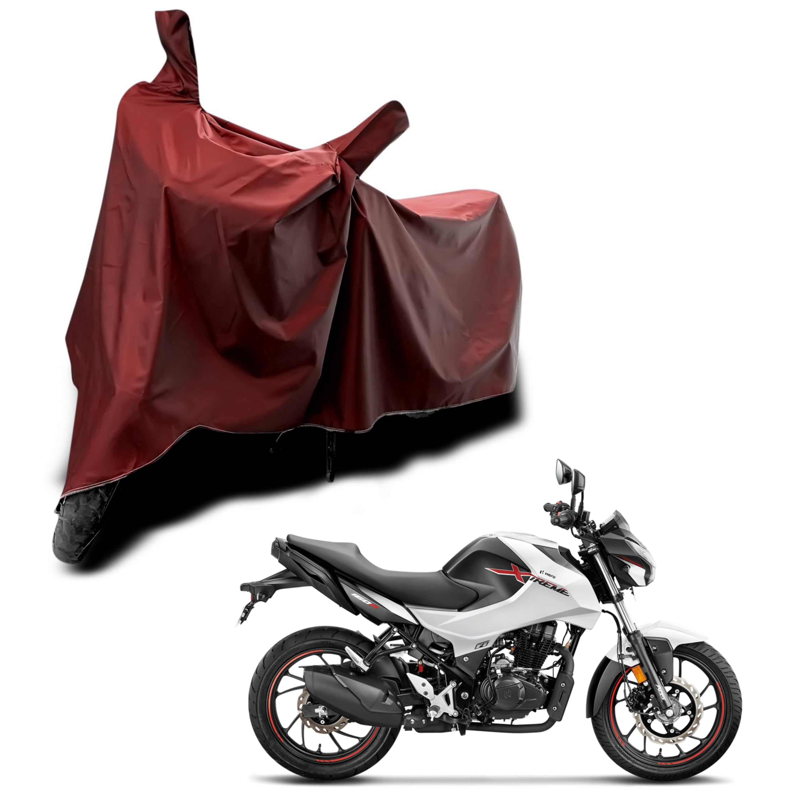 KEDIT ™ -New Hero Xtreme 160 R Water Resistant UV Protection & Dust Proof Full Bike - Scooty Two Wheeler Body Cover for Hero Xtreme 160 R (Maroon Colour)