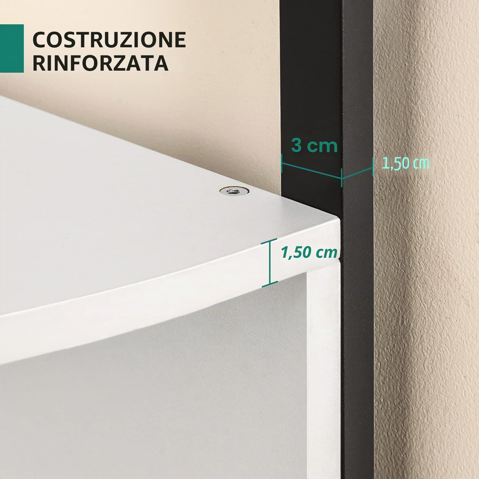 YITAHOME Scaffale angolare a 6 ripiani, alto 174,8 cm, moderno a zigzag, libreria ad angolo con 6 ripiani, per soggiorno, casa, ufficio, piccolo spazio, bianco