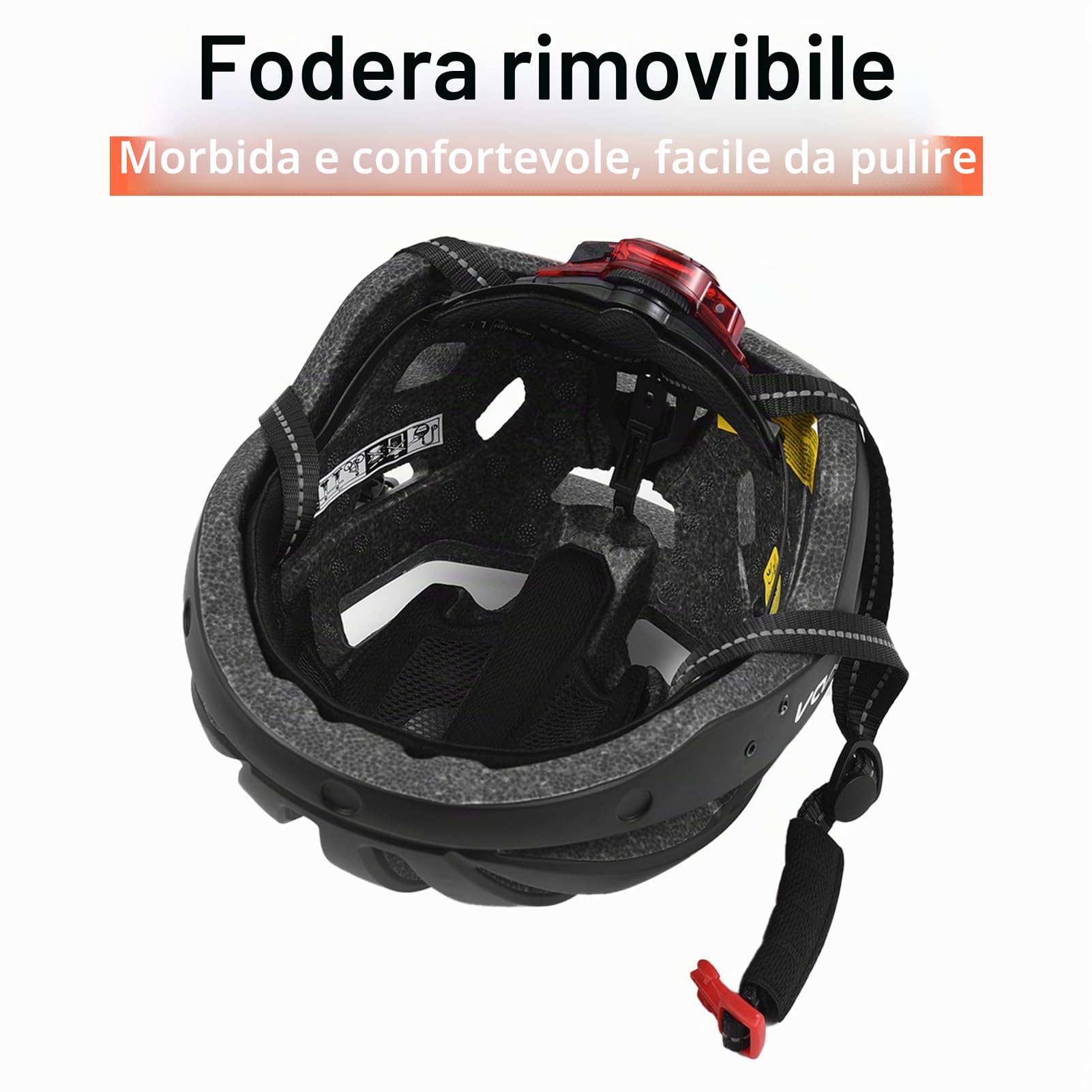 Lixada Casco da bicicletta con luce, 54-62 cm, speciale casco da bicicletta da donna, uomo, bambino, con visiera, pieghevole e posteriore per uomo e donna