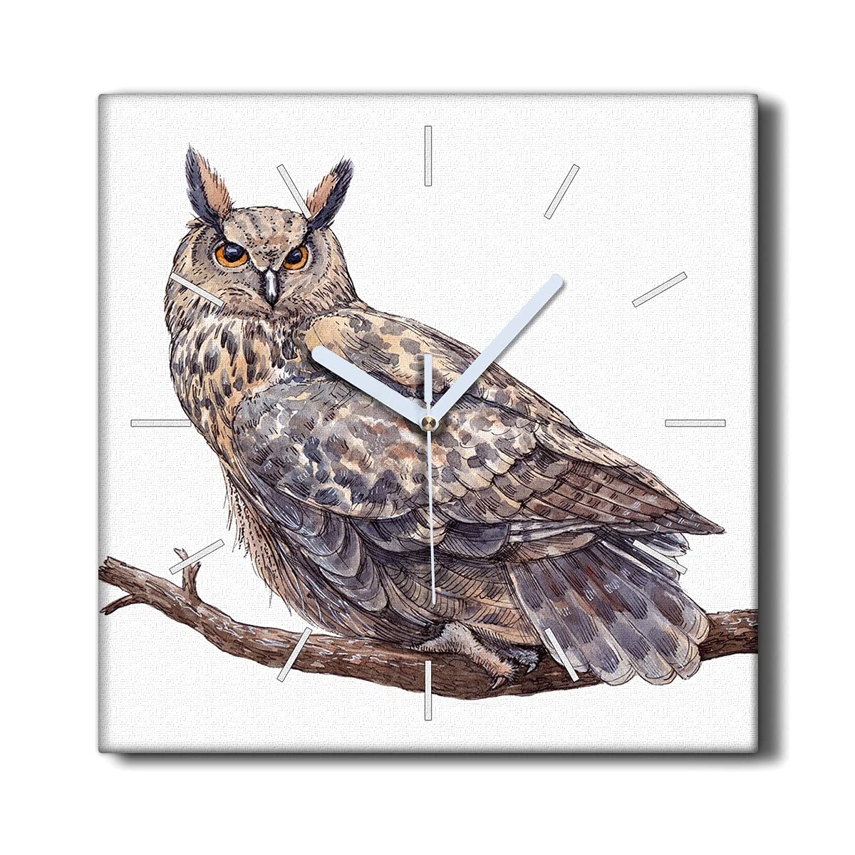 Horloge sur Toile Peinture Hibou pour une Ambiance Salon Apaisante