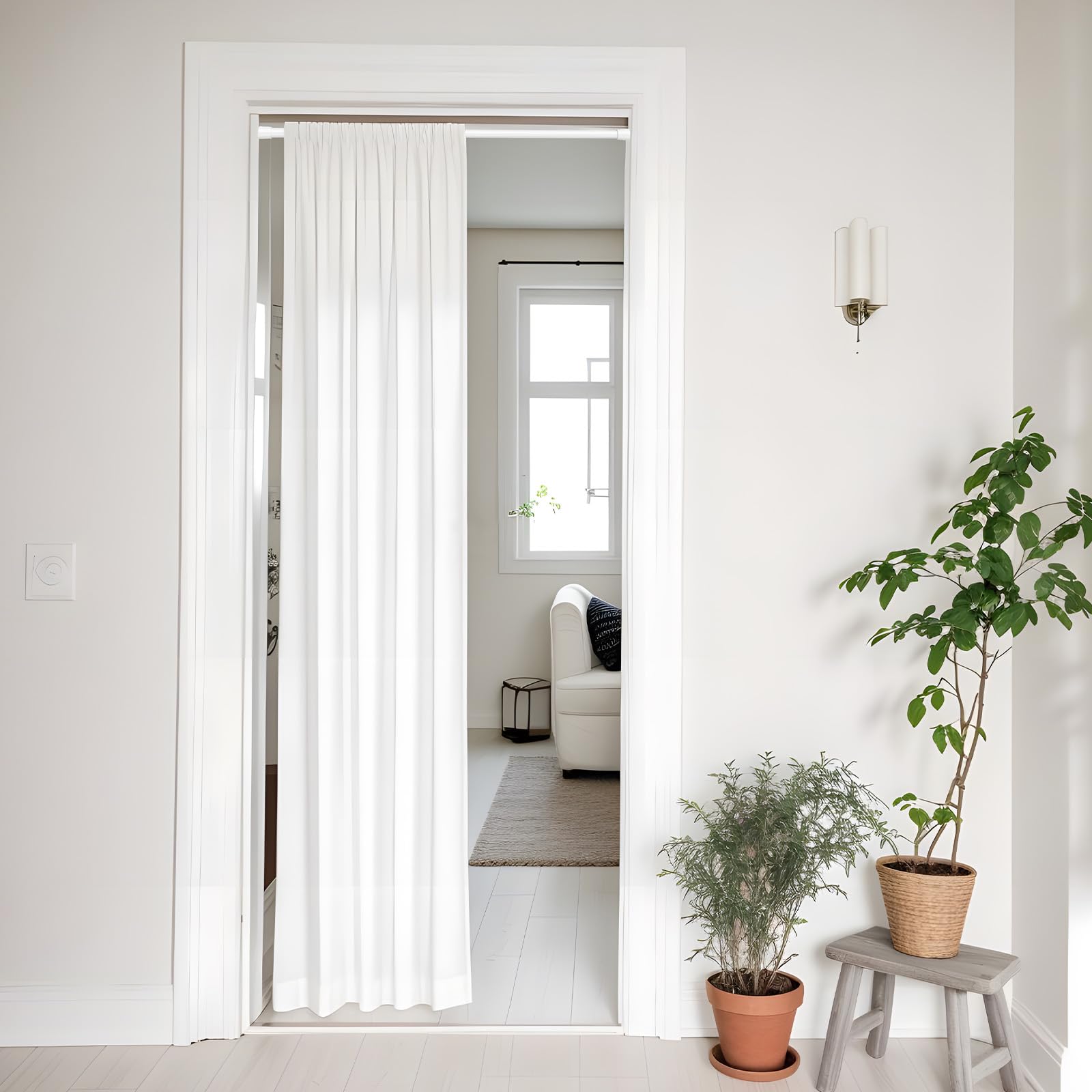 Tension Rod for Curtains 68-100cm Shower Curtain Rod White Spring Rod Extendable Curtain Pole No Drill Tension Rod Shower Curtain Poles for Clothes,Windows,Cupboard - Image 4