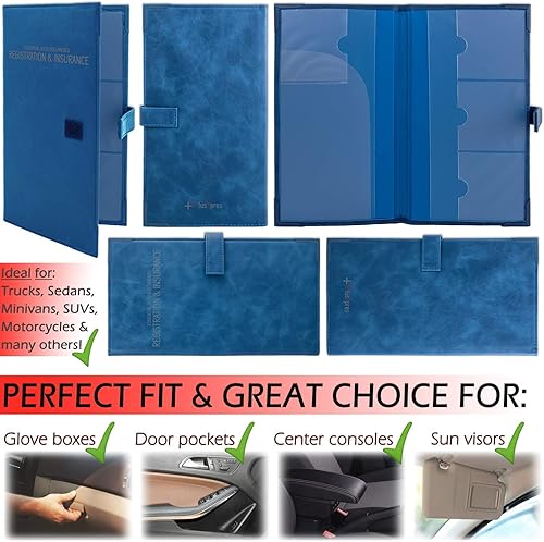 Miniatura 6 de Soporte para tarjetas de registro y seguro de automóvil, organizador de documentos para guanteras de vehículos, soporte esencial para documentos