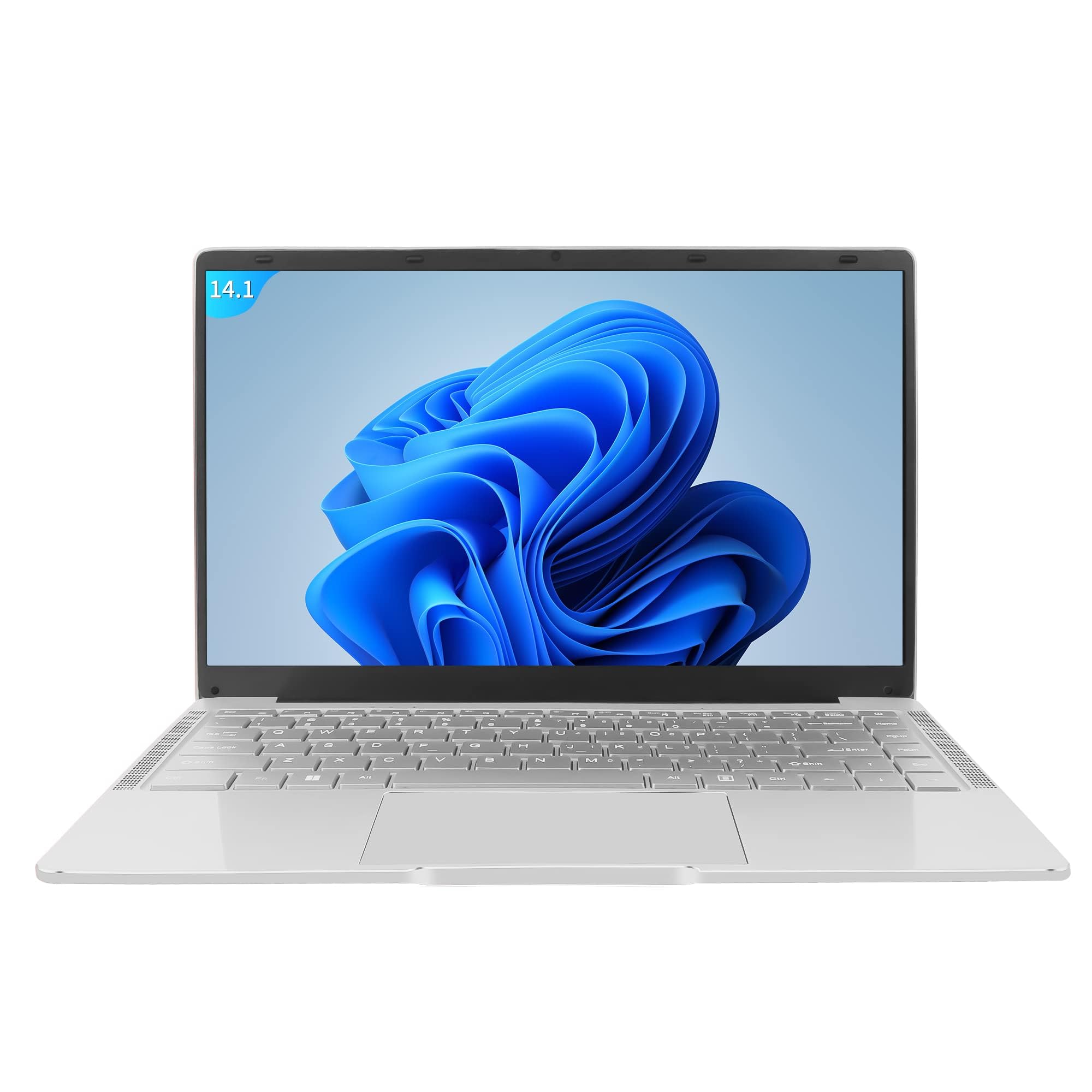 Amita Laptop，14" FHD IPS Display Laptop | Ultra-Thin | Celeron J4125 | Windows 11&Office 2019 | 8GB RAM | 256GB SSD | 180° Opening | USB3.0 | WIFI6 | BT Silver (256S)