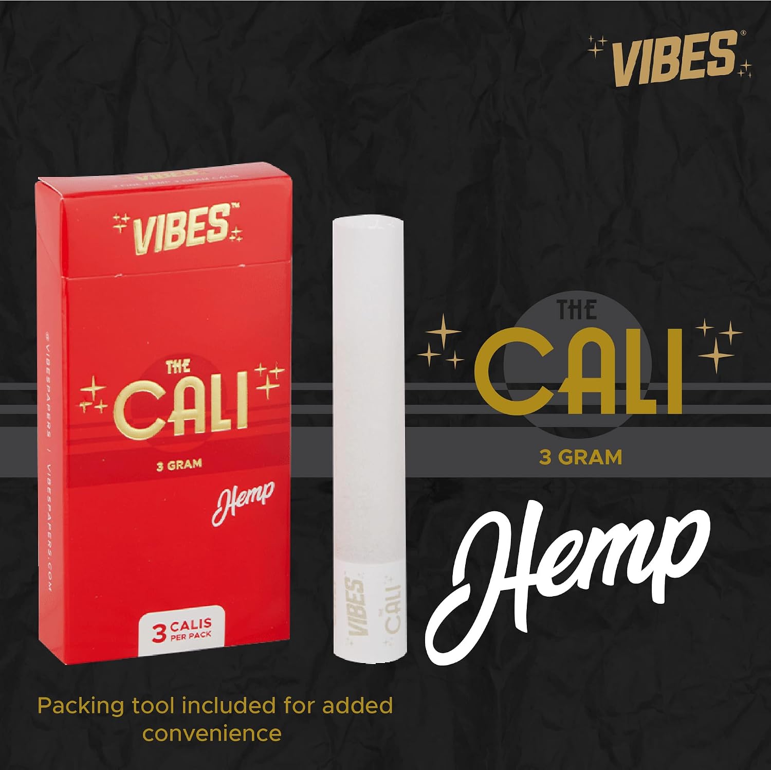 Cali by VIBES Premium Pre-Roll Tubes Pack of 24, 1 Gram Capacity, Wide Cylindrical Shape, Hand-Rolled Cones, Hemp Paper, 4 Unique Blends image 2