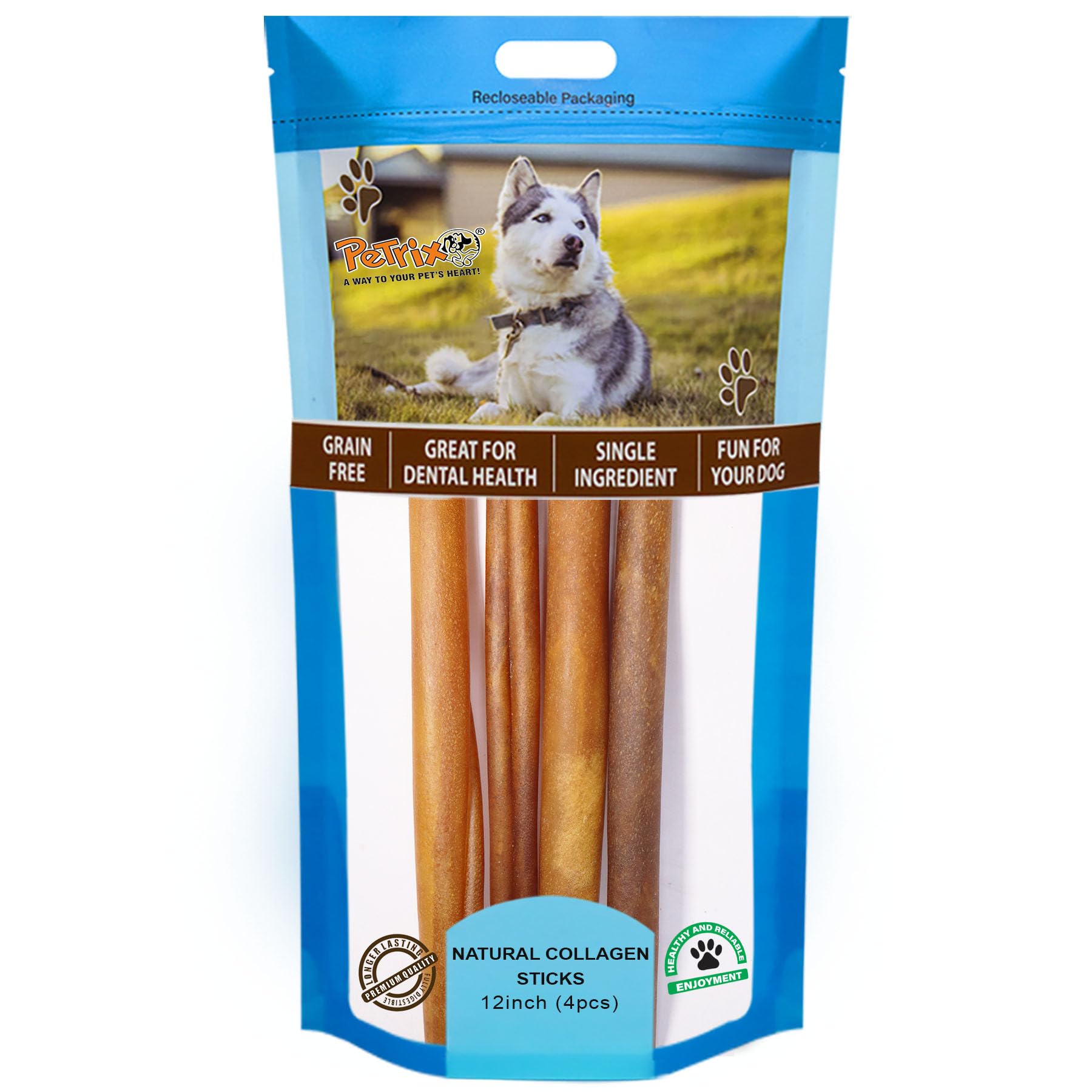 Petrix Natural Collagen Sticks 12 inch Dog Chew Sticks Treats- 4 Pcs, Single Ingredient, Low Odor & Long Lasting Alternative to Rawhide Breeds Dogs Treat (B0CTKPR68Y) Amazon Price History, Amazon Price Tracker