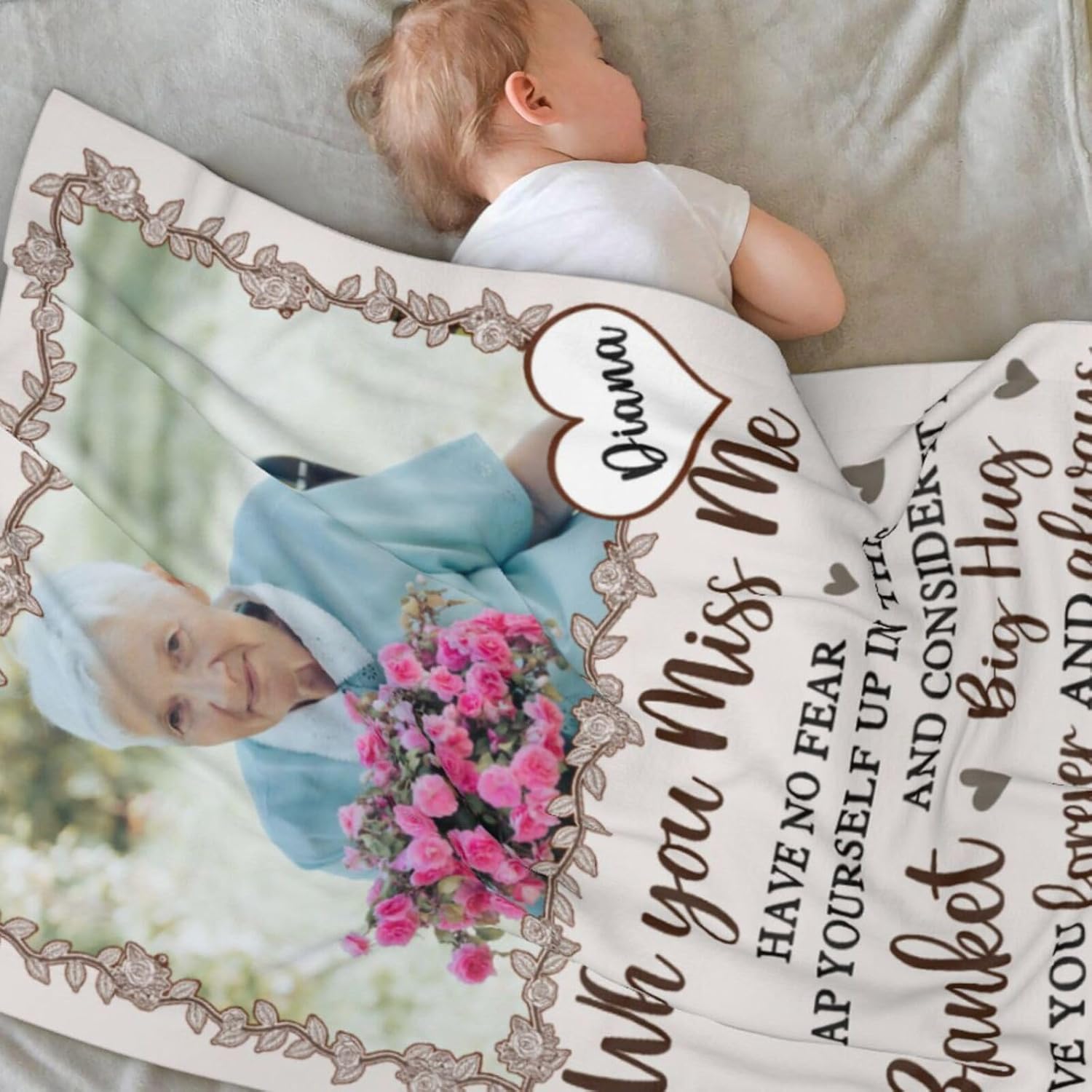 Custom Memorial Blanket with Photos for Loss of Loved One, in Loving Memory of Sympathy Gifts,Personalized Bereavement Remembrance Grieving Gifts,Flannel Throw Blanket with Pictures (Cream) - Image 5