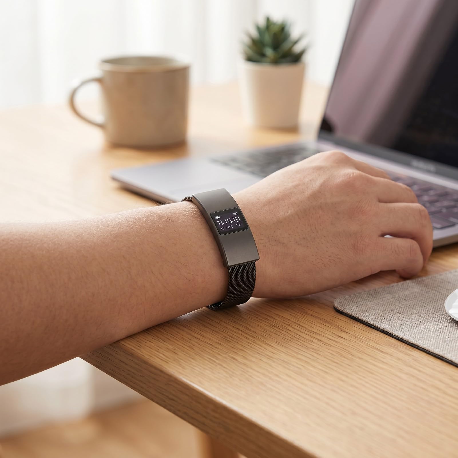 Tangxi Bracciale Intelligente con Cinturino Impermeabile IPX8 e Acciaio | Bluetooth 5.3, Monitoraggio delle Fasi del Sonno, Controllo Remoto della Fotocamera, Batteria da 5-7 Giorni, Ricarica