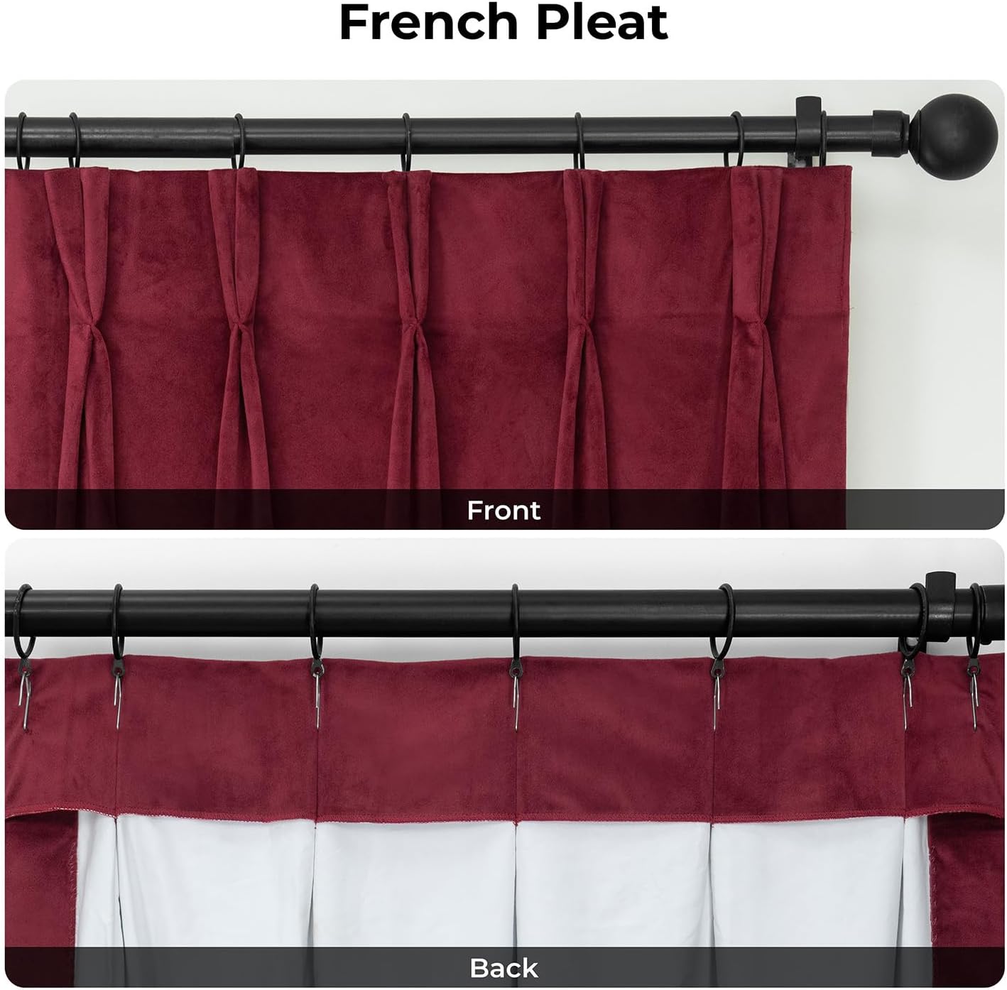 HPD Half Price Drapes Velvet Blackout Curtains/Drapes - 84 Inches Long 1 Panel Blackout Curtain Signature Pleated for Living Room & Bedroom - 25W X 84L, Burgundy