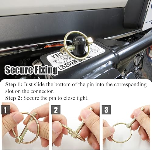 Miniatura 6 de Moicstiy 6 pines de linchamiento resistentes de 38 pulgadas con anillo, kit surtido de pasadores redondos para tractores agrícolas, camiones,