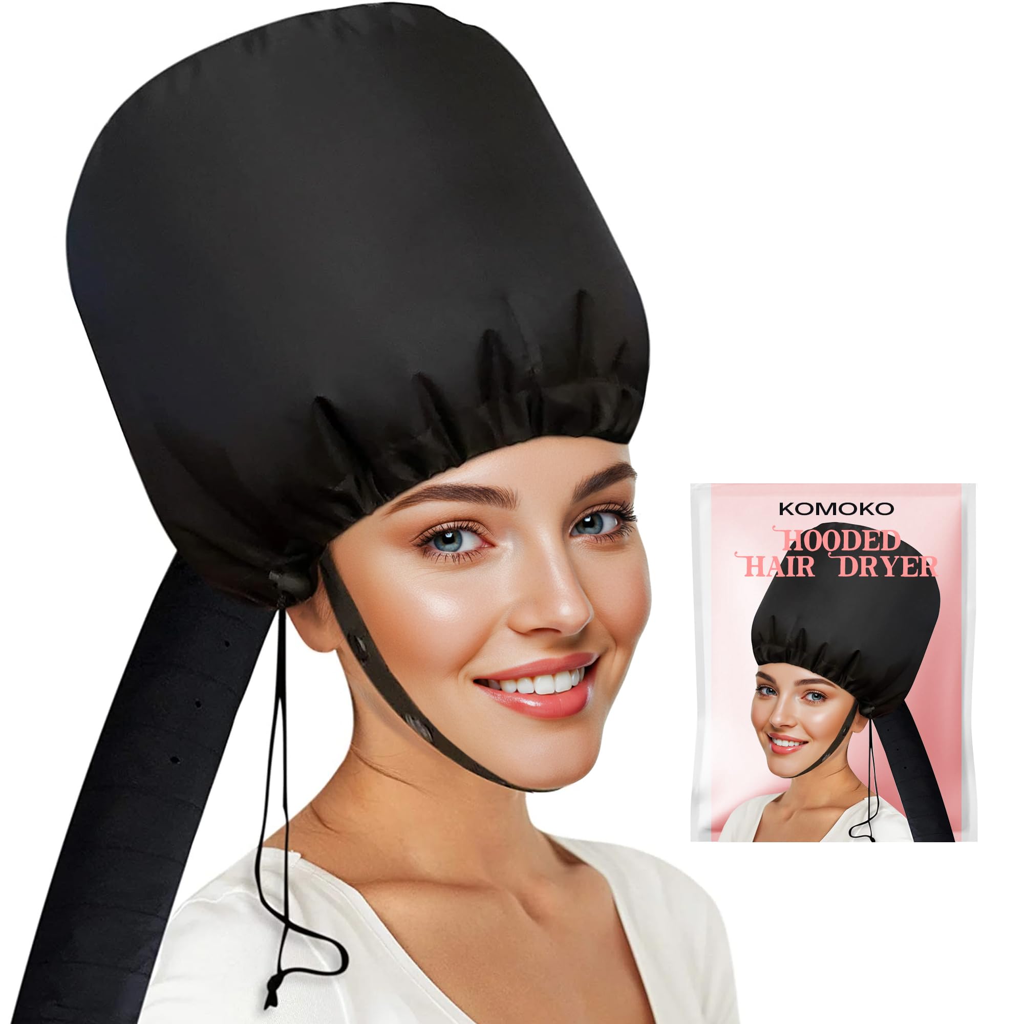 komoko hooded hair dryer, hair dryer bonnet, bonnet hair blower for speeds up drying time, adjustable hooded dryer easy styling & deep conditioning, portable blow dryer attachment for home & travel
