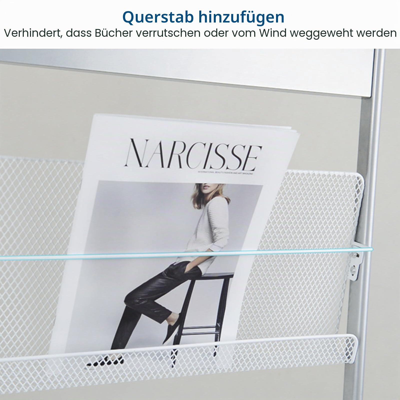 Prospektständer Prospekthalter,4 Lagiger Zeitschriftenständer Für Den Boden,MetallbroschürenstäNder,Zeitungsständer,Seitenständer,Informationsständer,Literaturständer,Zeitungs Ständer(Weiß)