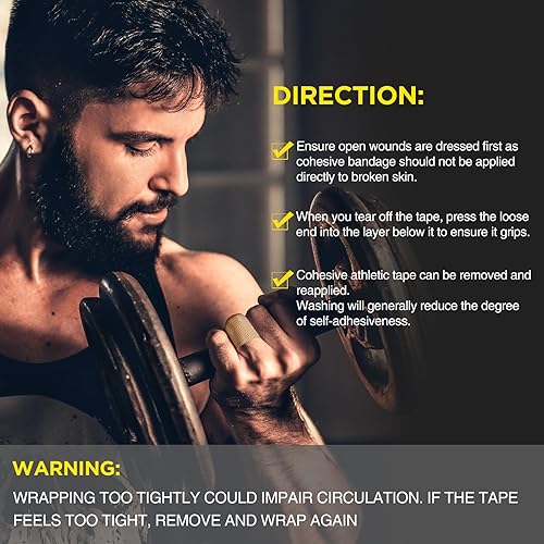 Miniatura 6 de OK TAPE 12 rollos de vendaje autoadhesivo, cinta elástica atlética, cinta adhesiva autoadhesiva, envoltura veterinaria, envoltura médica para
