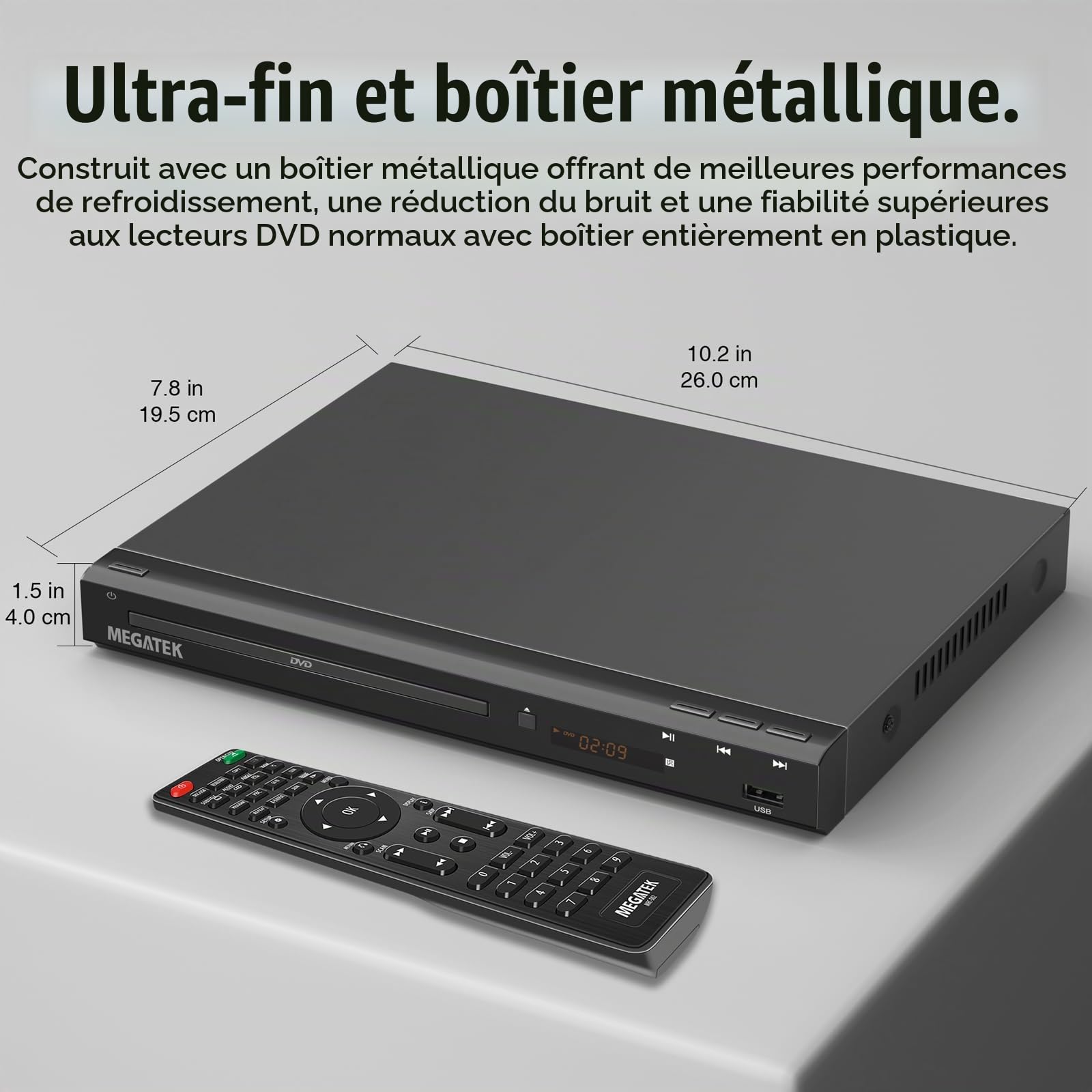 MEGATEK Lecteur DVD sans région pour TV avec HDMI et mise à l'échelle 1080p