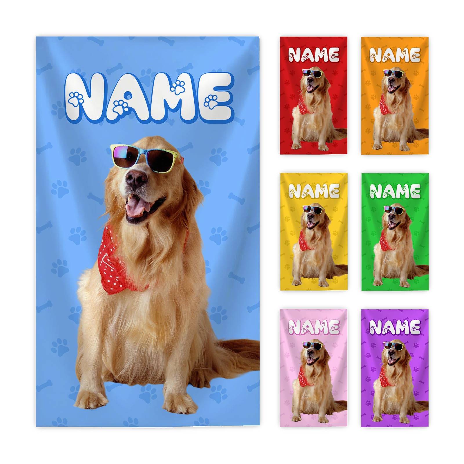 AIOMXZZ Personalized Beach Towels for Kids, 30"x60" Custom Pet Photo Face Towels for Girls, Boys, Pet Owners, Beach Gifts for Dog Mom, Cat Lovers,
