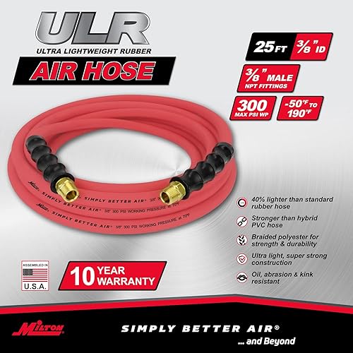 Miniatura 2 de Milton ULR382538 Manguera de goma ultraligera de 38" X 25' (extremos W 38" Npt)